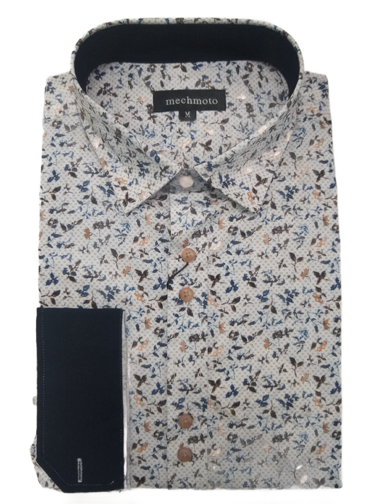 Mechmoto Stretch Dot Floral Long Sleeve Shirt
