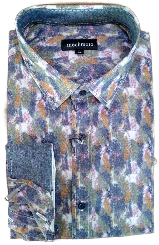 Mechmoto Stretch Water Print Long Sleeve Shirt