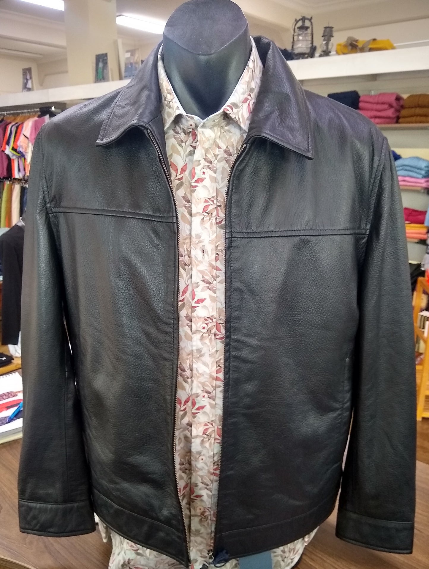 Daniel Hechter Sparta Black Collared Leather Jacket