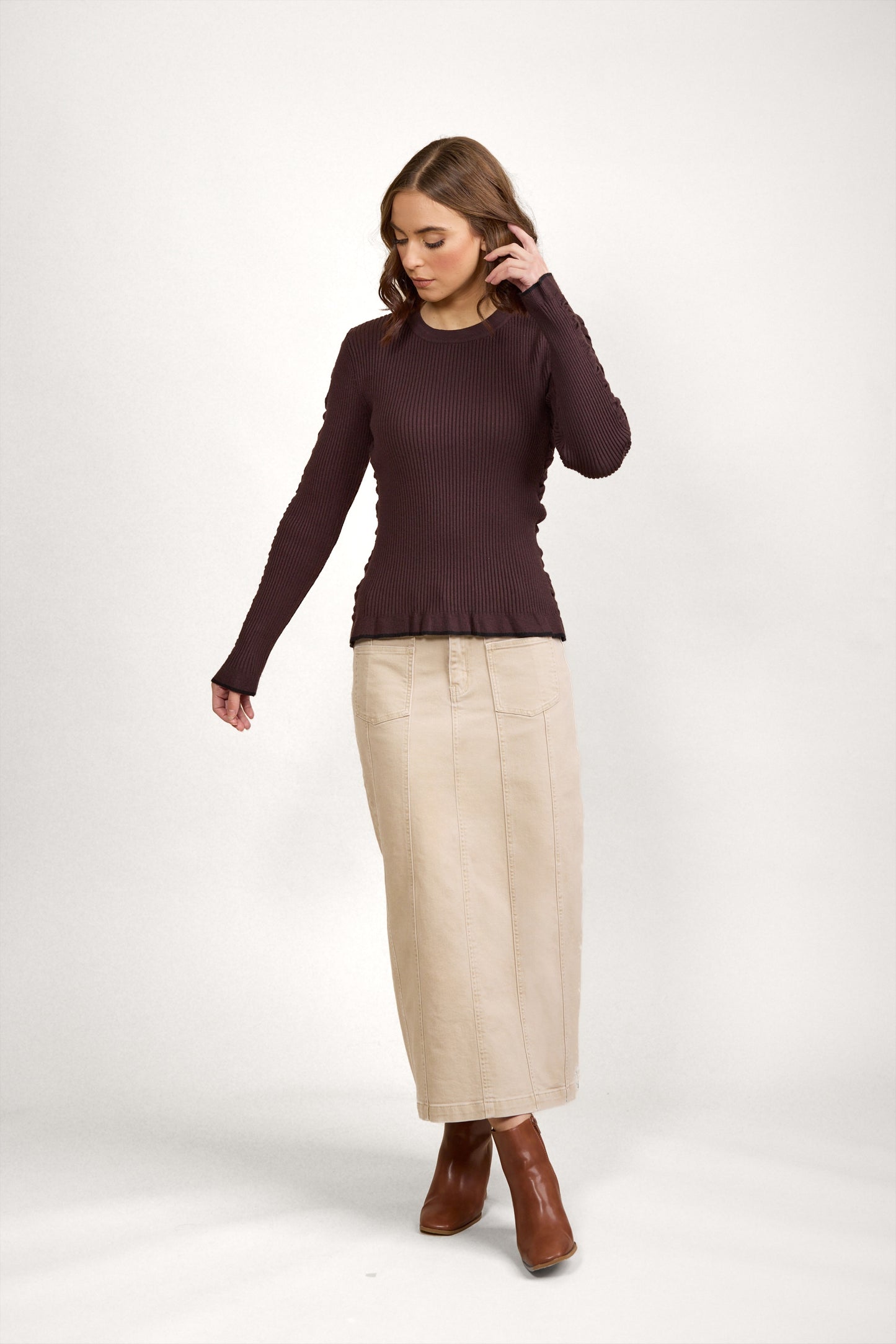 Knewe Luxe Sweater - Chocolate/Black