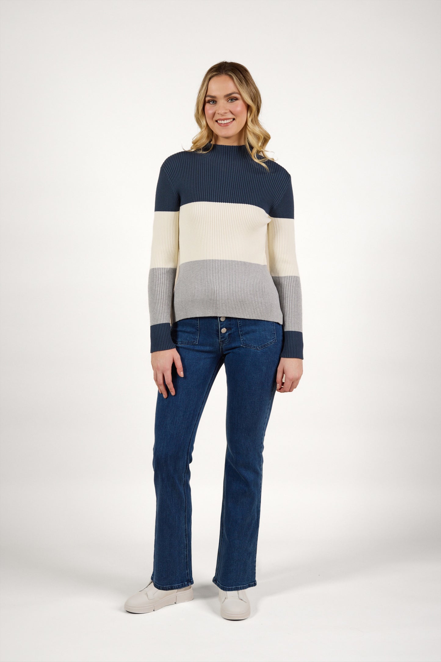 Knewe Cruze Sweater - Petrol/Off White/Grey