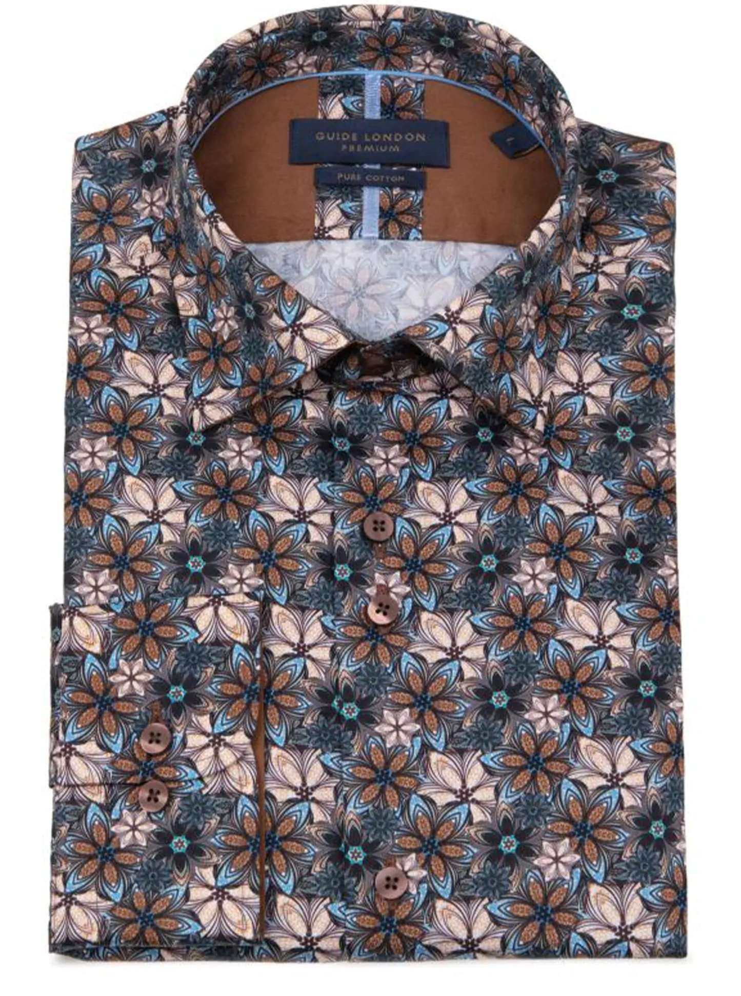 Guide London Geometric Floral Pattern Long Sleeve Shirt Multi