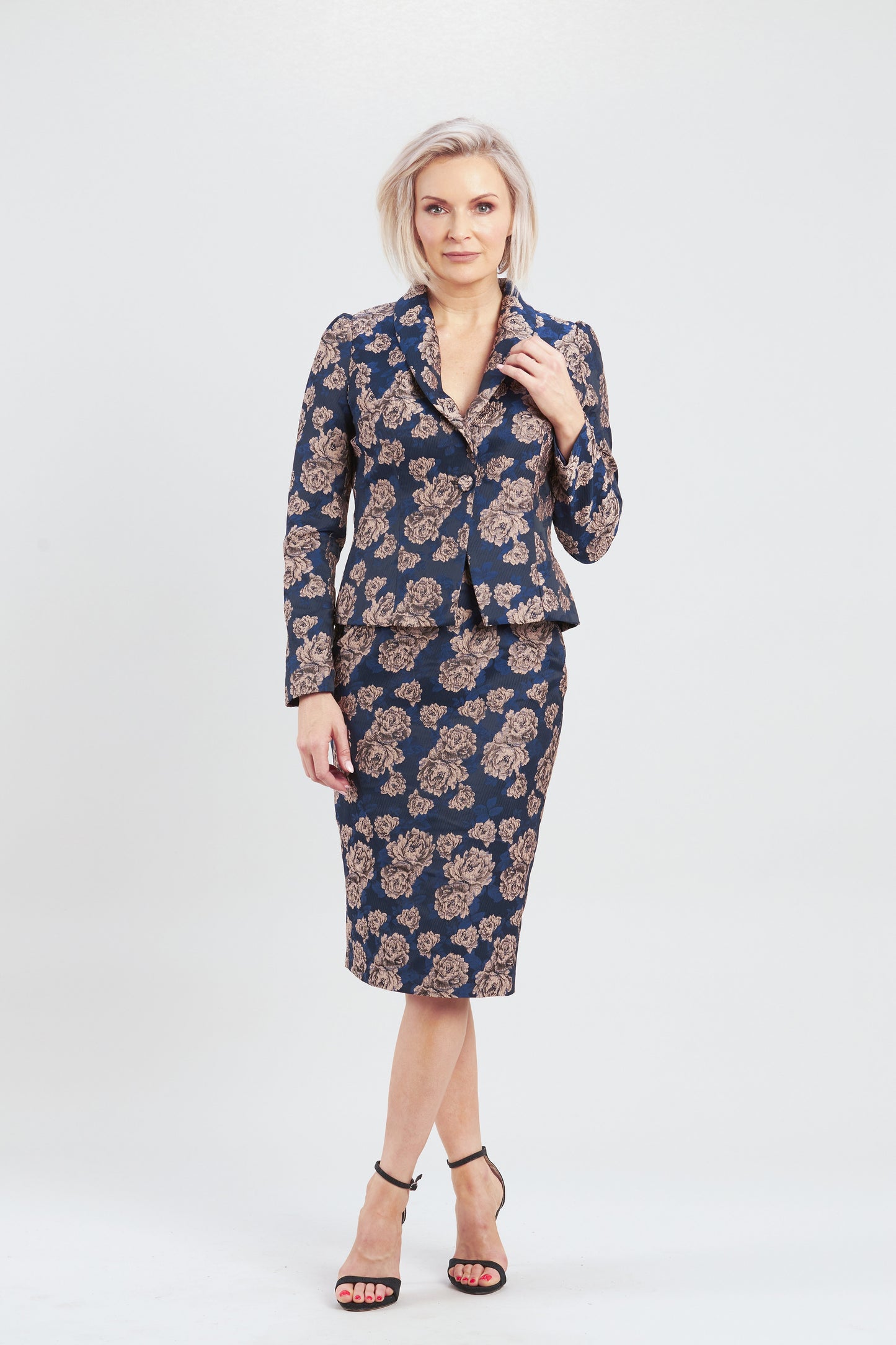 Pink Ruby Sublime Navy and Beige Skirt