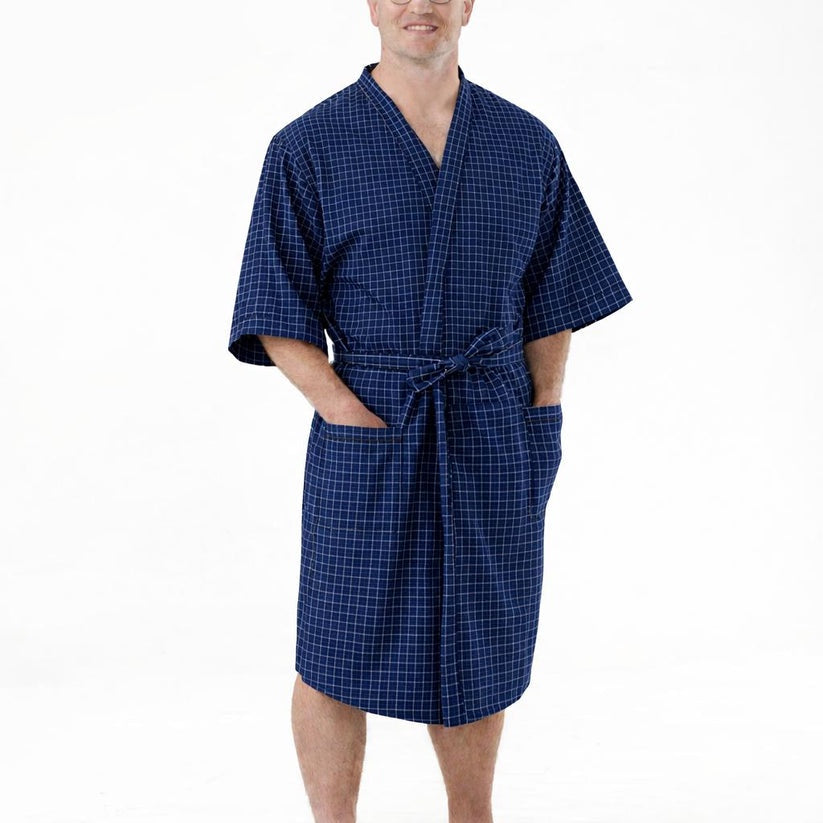 Lichfield Summer Weight Kimono - Navy Check