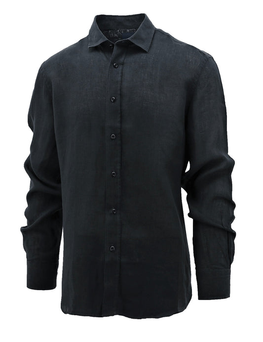 Daniel Hechter Sel Linen Blend Long Sleeve Shirt Black