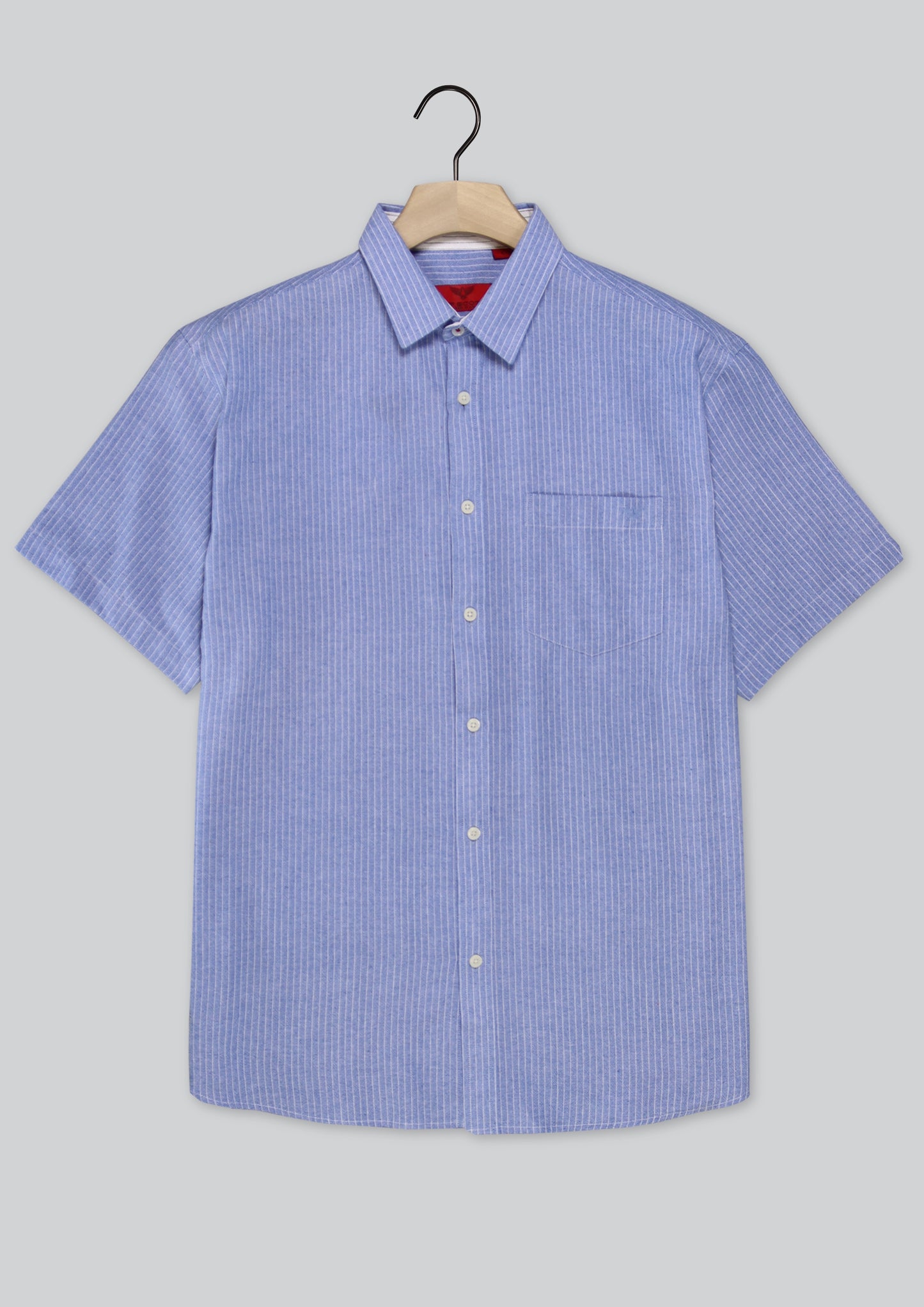 RF Scott Fields Short Sleeve Linen Shirt Sky Stripe