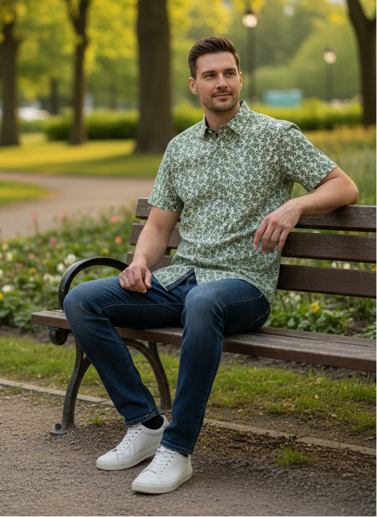 R.F Scott Fields Short Sleeve Shirt - Feijoa
