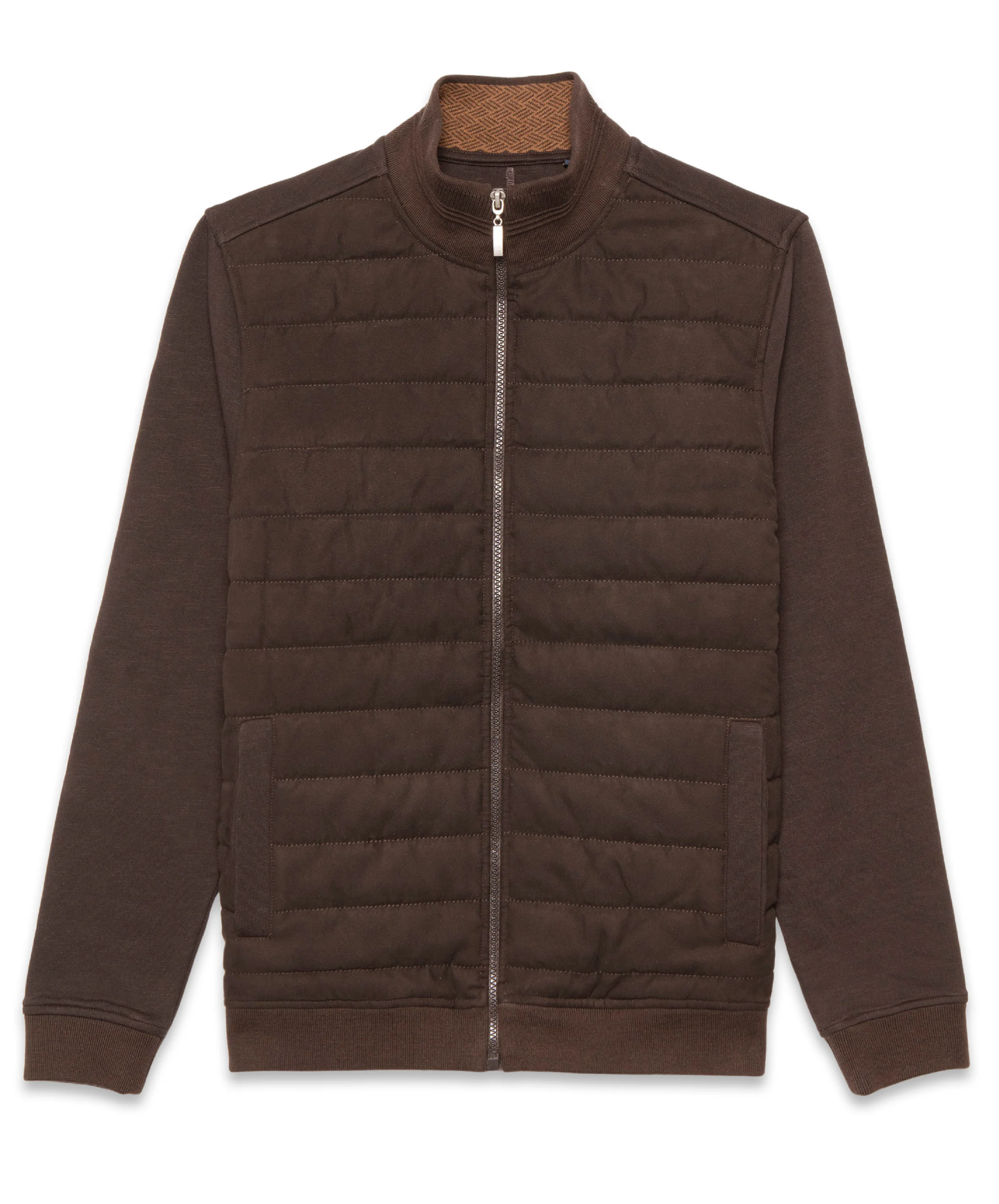 Guide London Modern Bomber Jacket with Zip - Brown