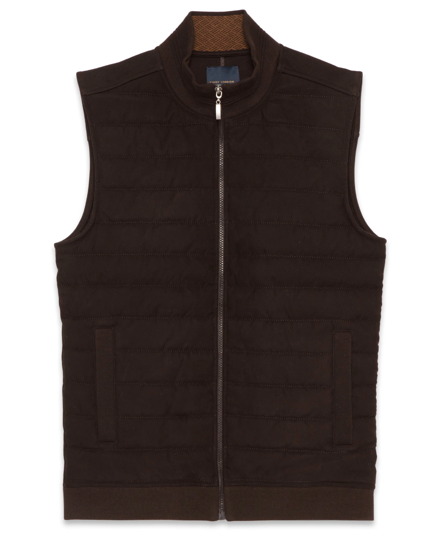 Guide London Men's Lightweight Quilted Gilet - Brown