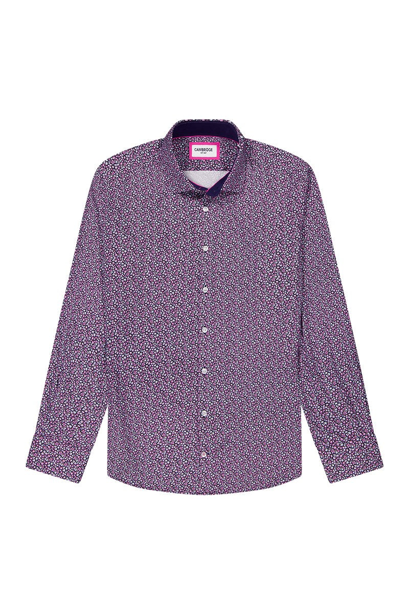 Cambridge Sorrento Purple Floral Long Sleeve Shirt