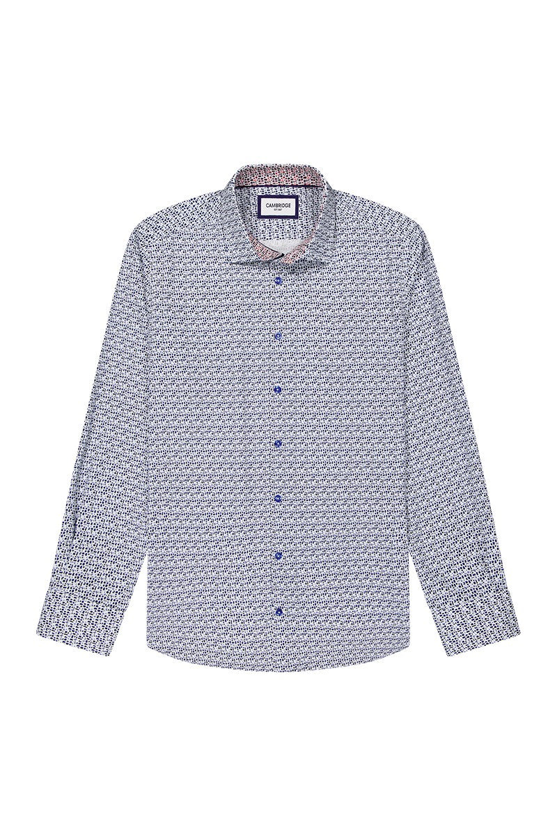Cambridge Sorrento Blue Shapes Long Sleeve Shirt