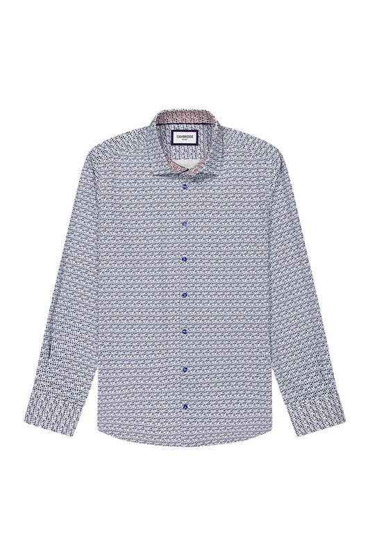 Cambridge Sorrento Blue Shapes Long Sleeve Shirt