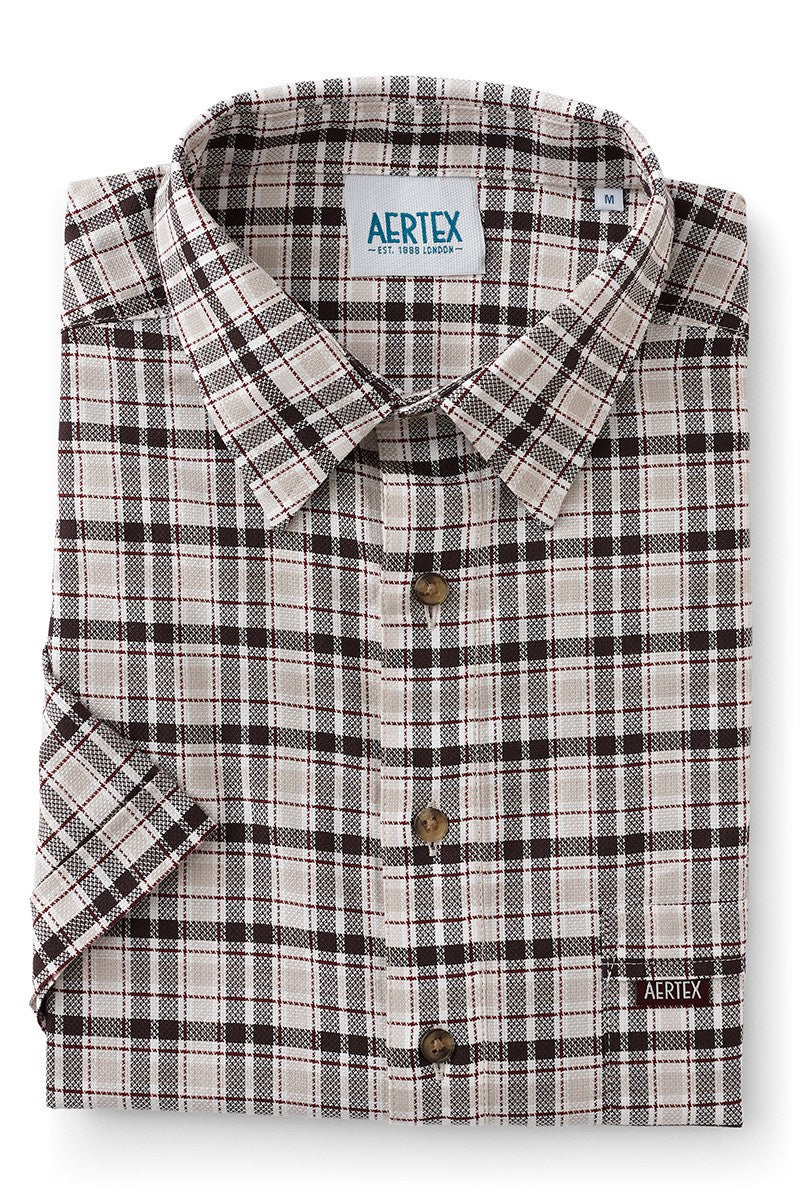 Aertex Men's Chocolate Black Check Short Sleeve Shirt