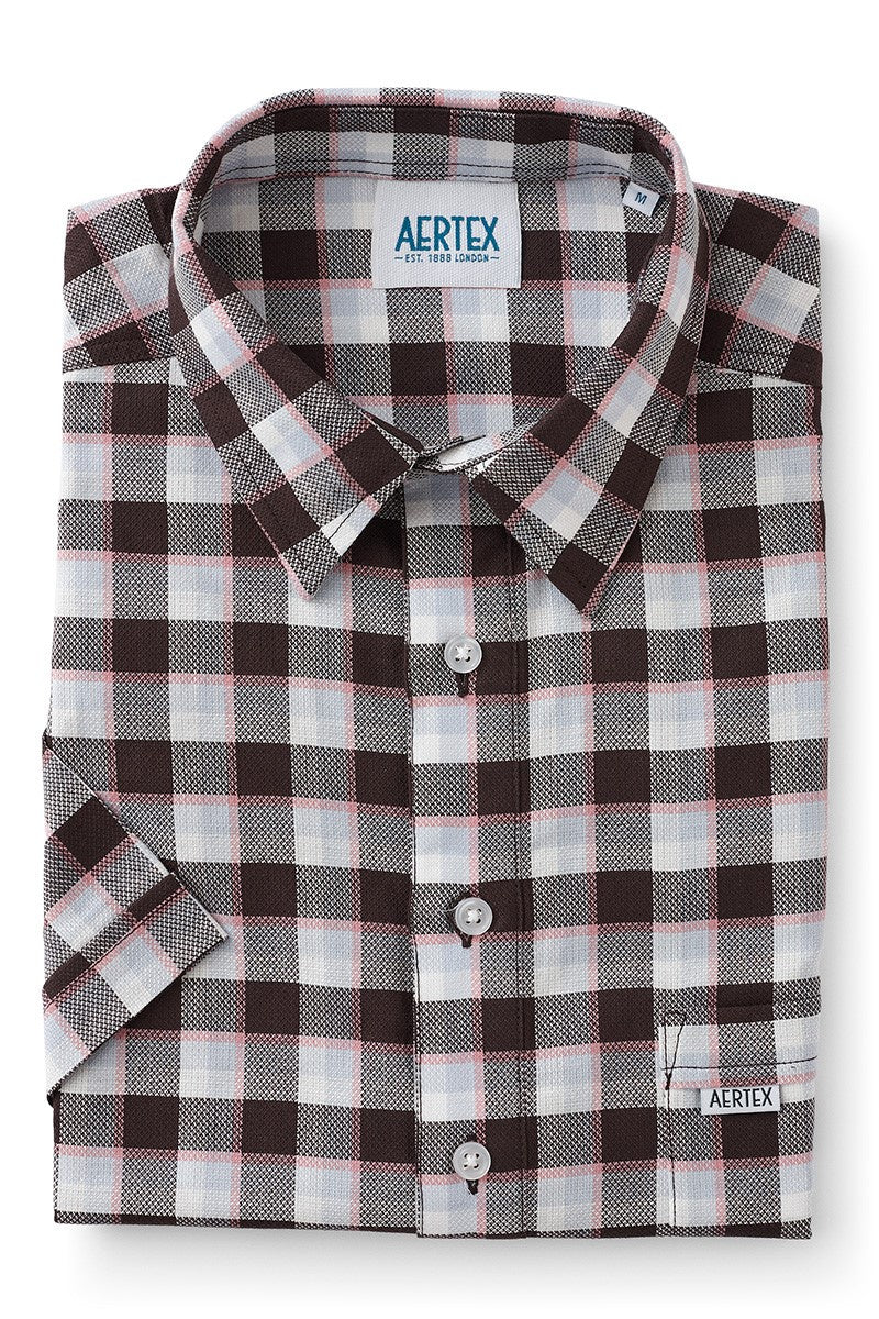 Aertex Men's Plum Check Short Sleeve Shirt