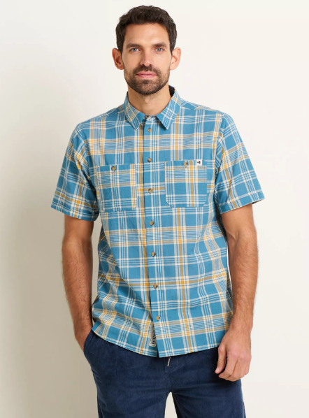 Brakeburn Blue Yellow Check Short Sleeve Shirt