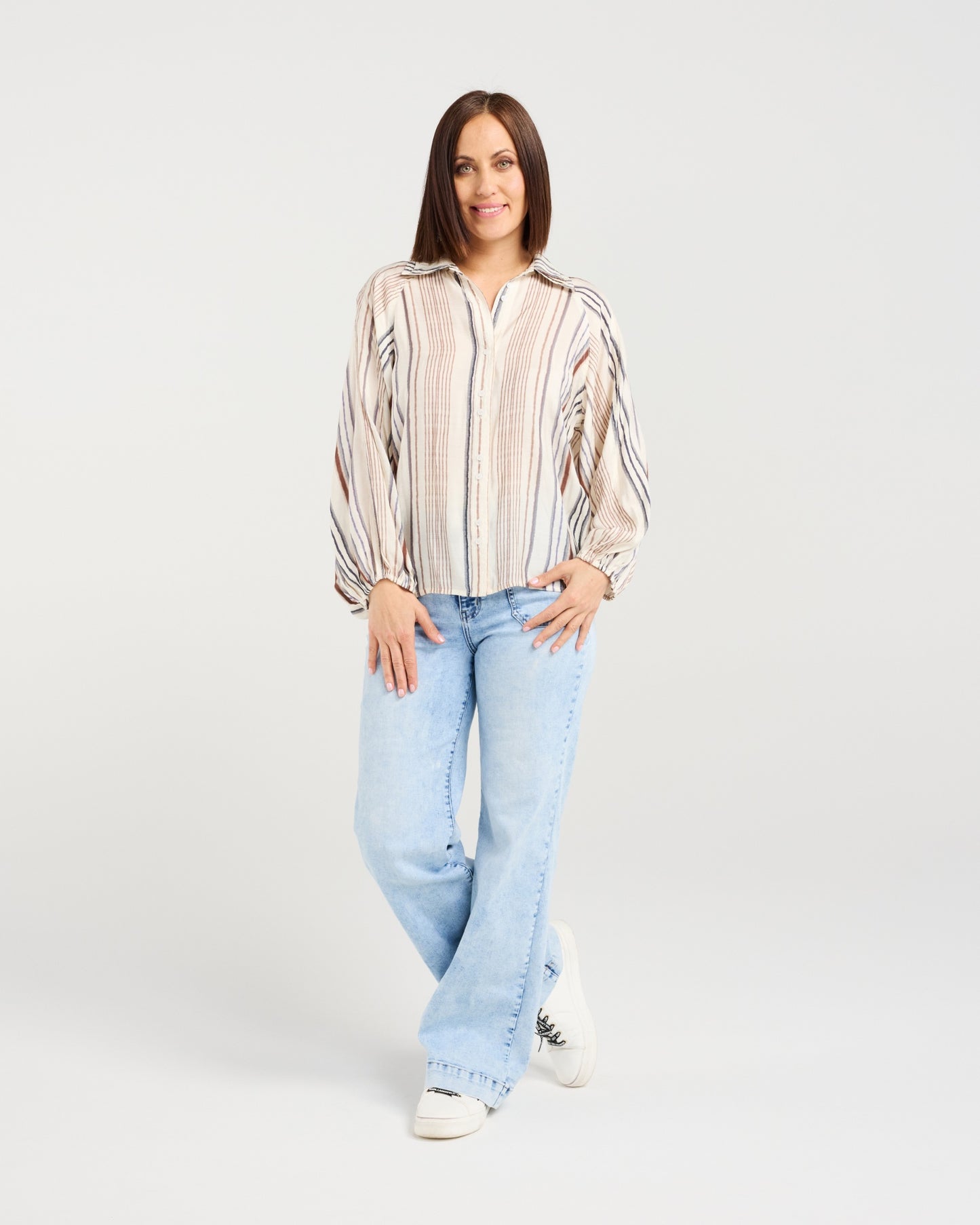 Zafina Marigold Shirt - Mist Lines