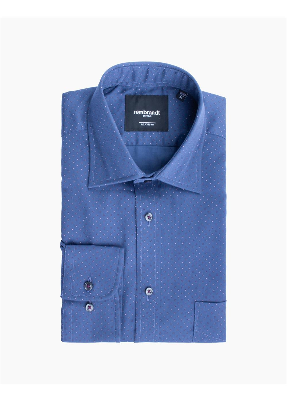 Rembrandt Sinatra Navy & Maroon Dot Long Sleeve Shirt