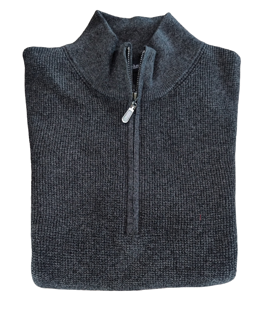 Mechmoto Charcoal Cotton Zip Neck Line Jumper