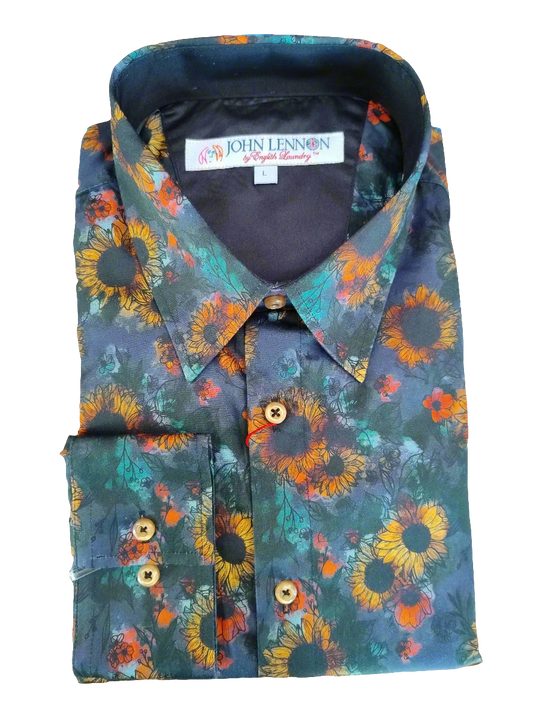 John Lennon Black Orange Sunflower Long Sleeve Shirt
