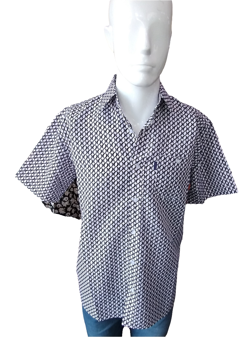 Portobello Road Ironcheater Navy Circle Short Sleeve Shirt
