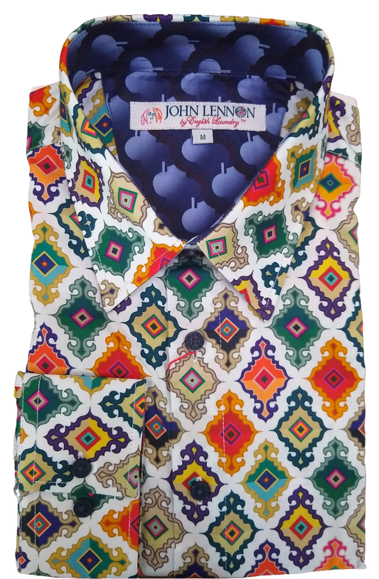 John Lennon Multi Geometric Print Long Sleeve Shirt