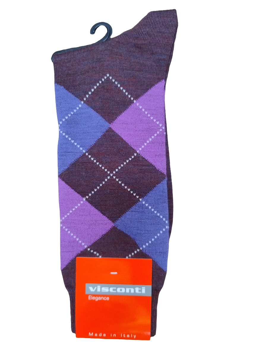 Visconti Italian Argyle Merino Wool Socks Purple
