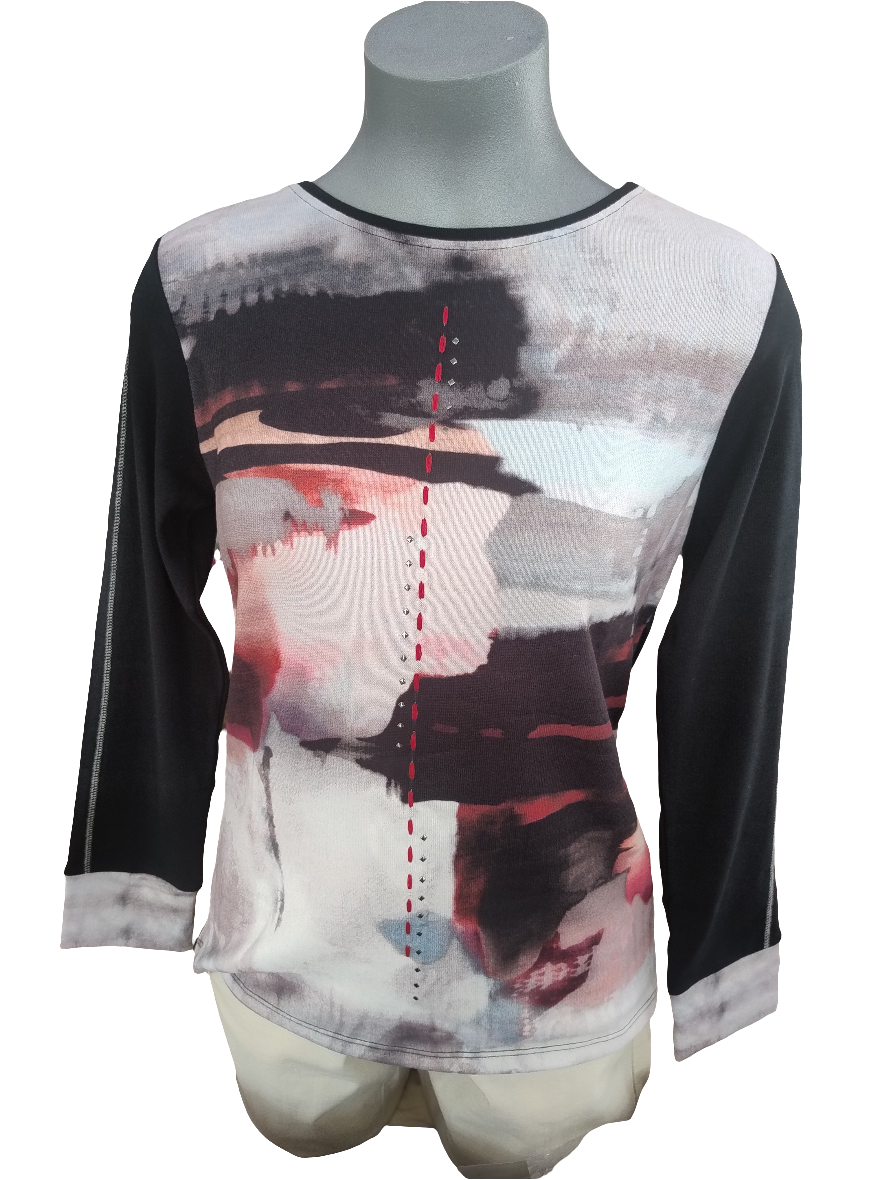 Kalisson Black and Burgundy Long Sleeve Top
