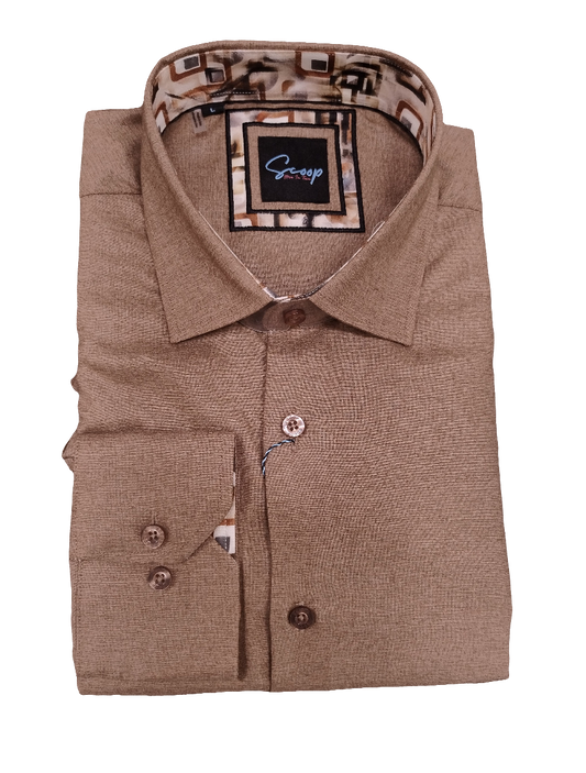 Scoop Artex Long Sleeve Shirt - Copper