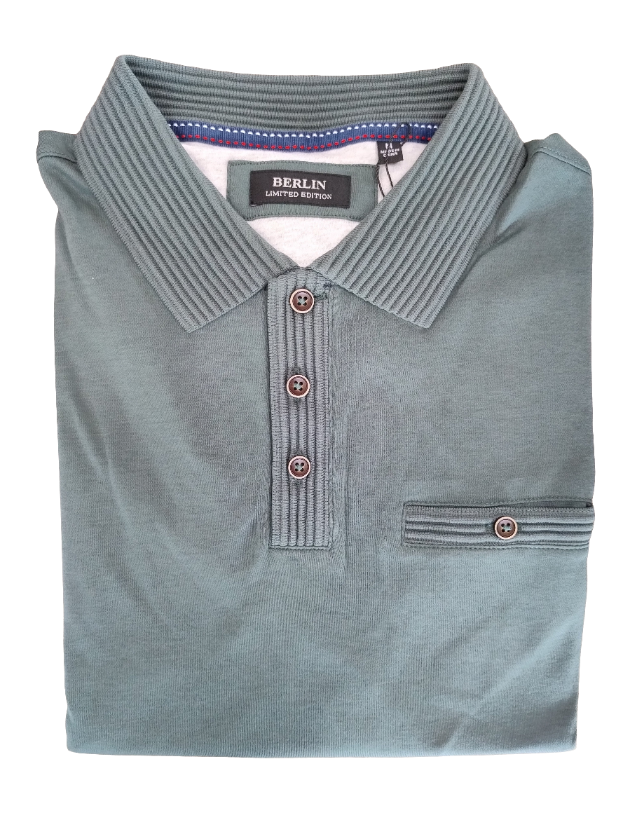 Berlin Mercerised Short Sleeve Polo Shirt Green