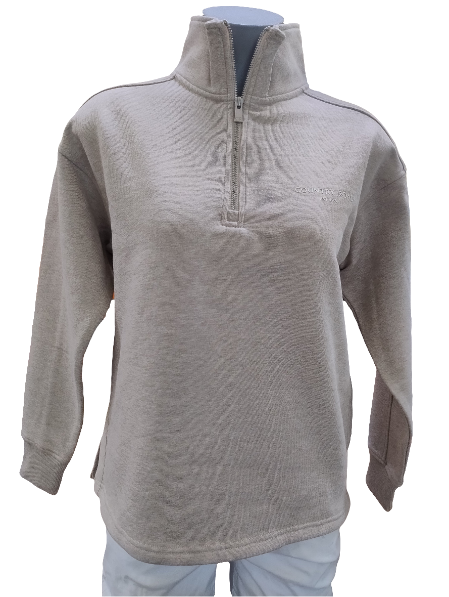 Country Road Heritage Zip Collar Sweatshirt - Sandshell Marle