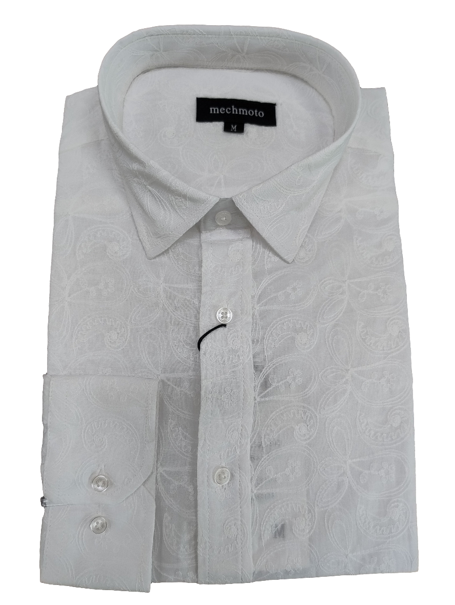 Mechmoto Off White Textured Short Sleeve Shirt