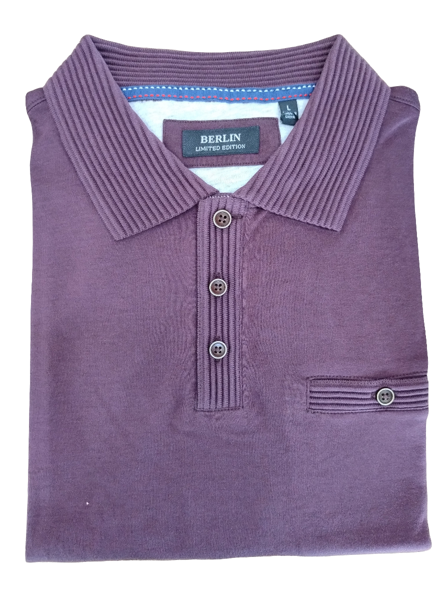 Berlin Mercerised Short Sleeve Polo Shirt Burgundy