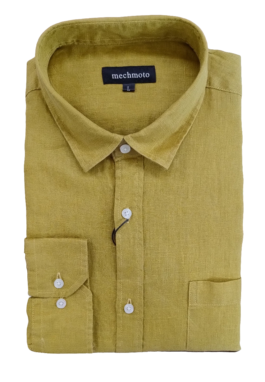 Mechmoto Long Sleeve Linen Shirt - Gold