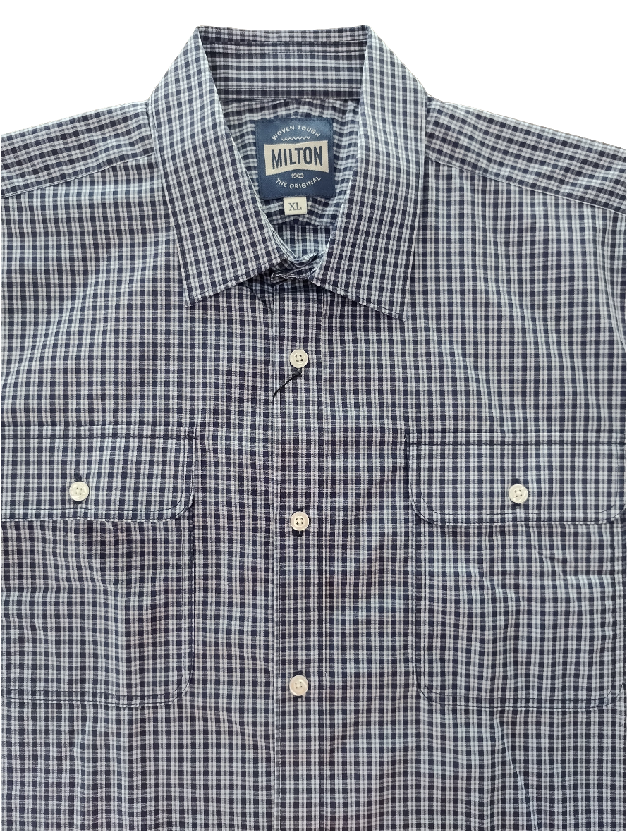 Milton Blue Navy Check Short Sleeve Shirt
