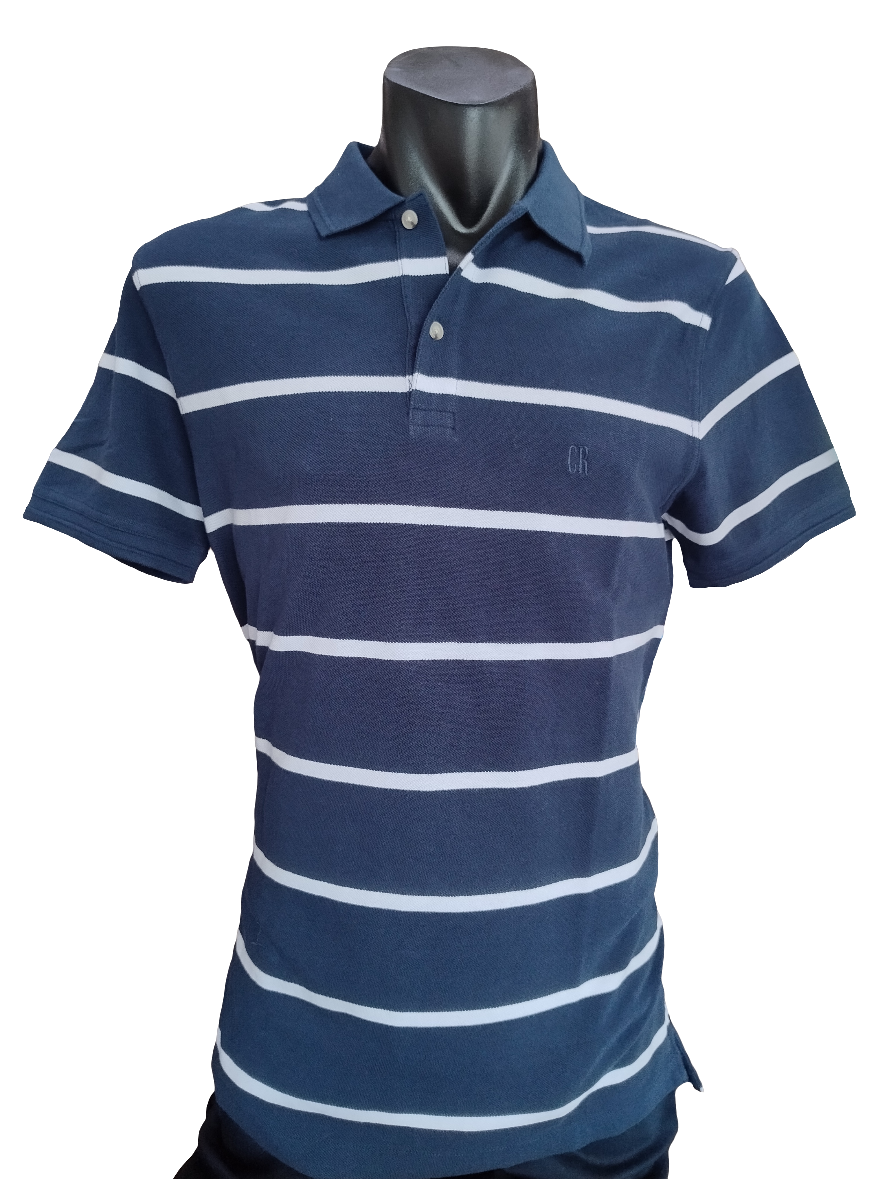 Country Road Stripe Pique Polo Navy