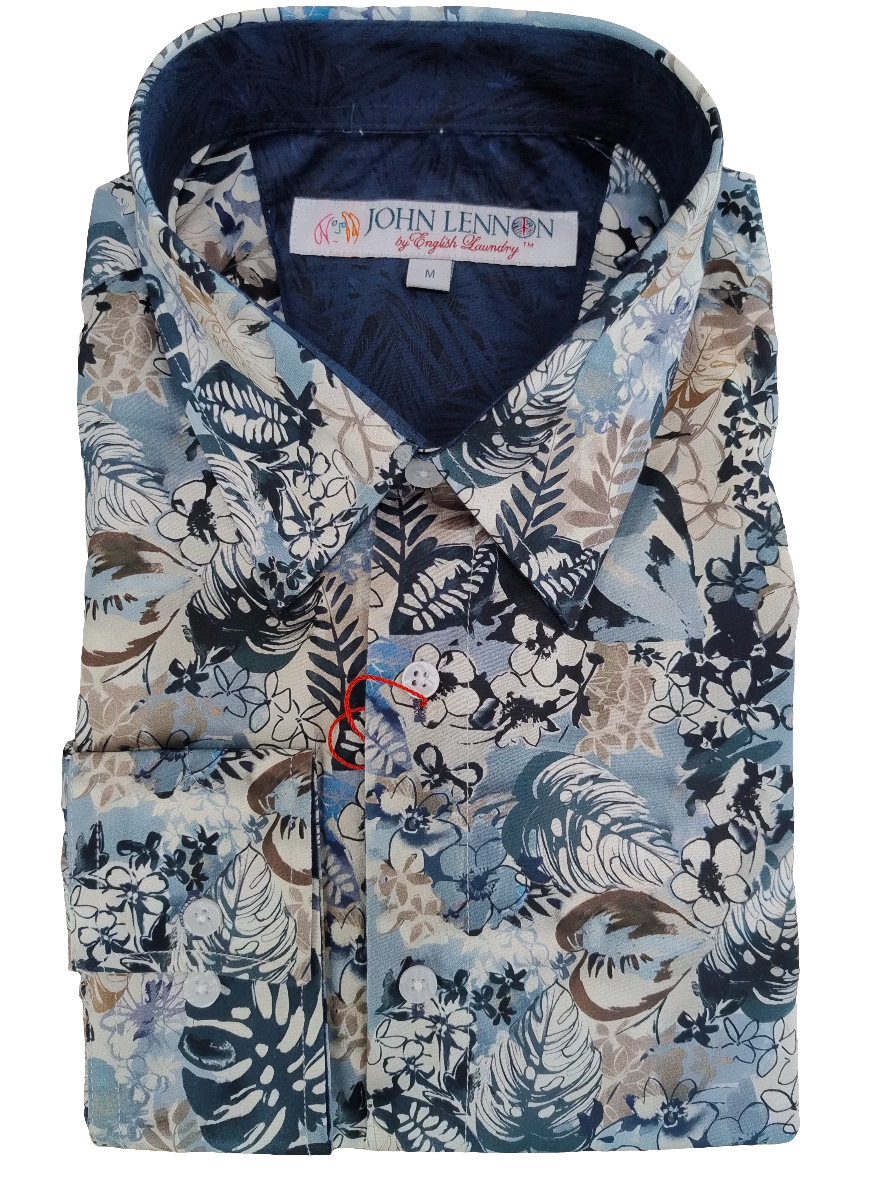 John Lennon Blue Flower Multi Long Sleeve Shirt