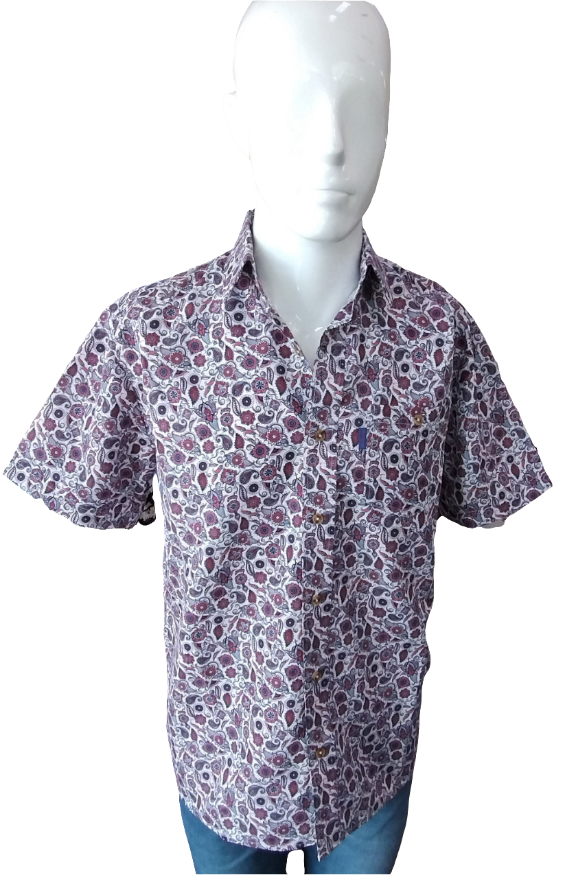 Portobello Road Ironcheater Navy and Pink Short Sleeve Shirt