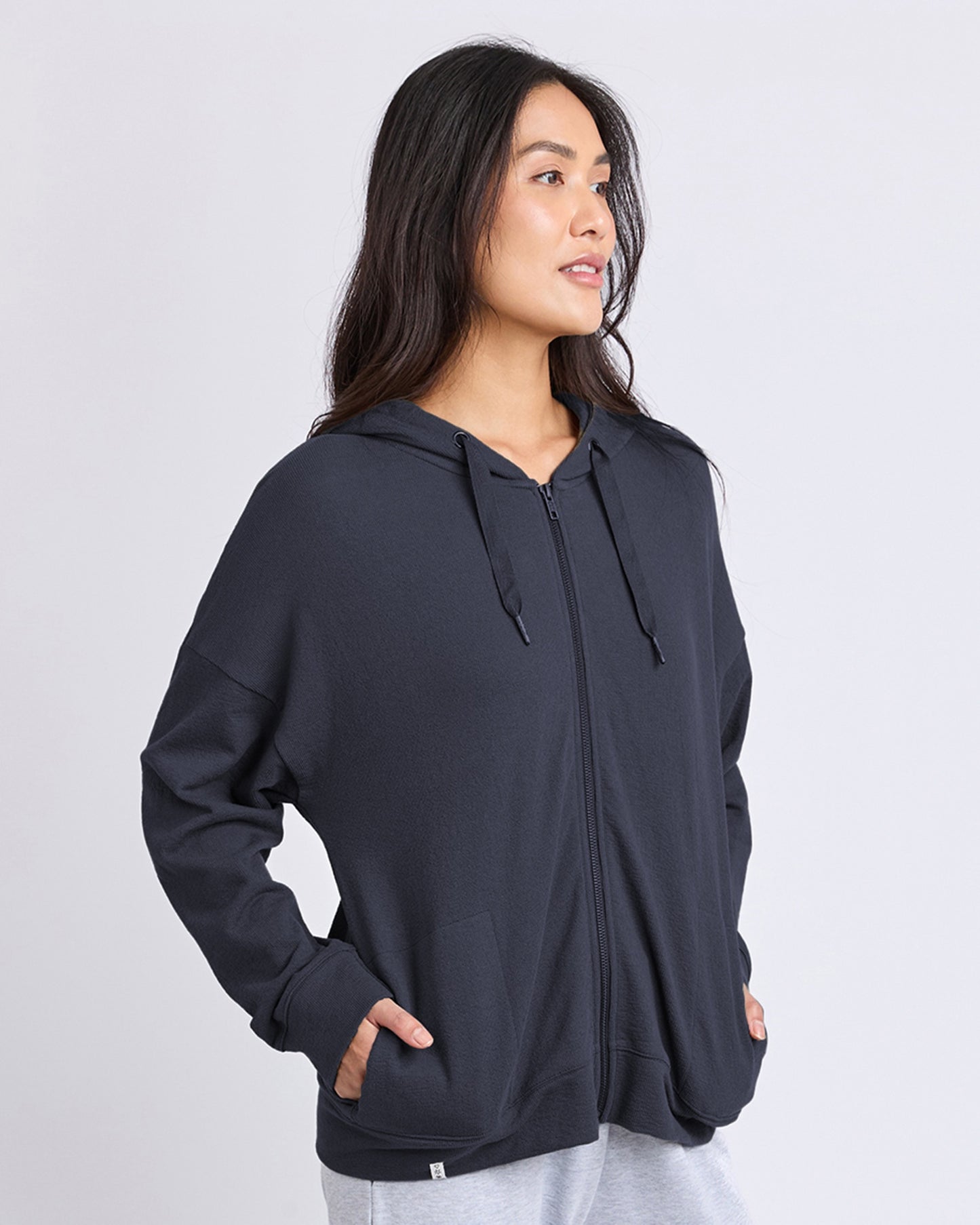 Elm Beachy Long Sleeve Zip Hoodie - Navy