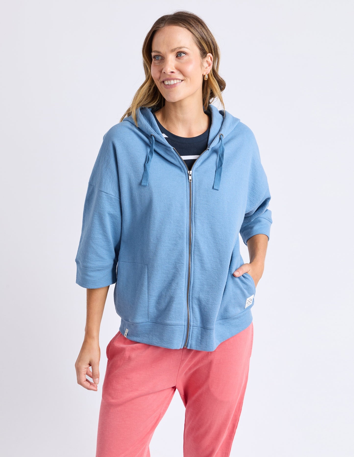 Elm Beachy Zip Hoodie-Blue Shadow