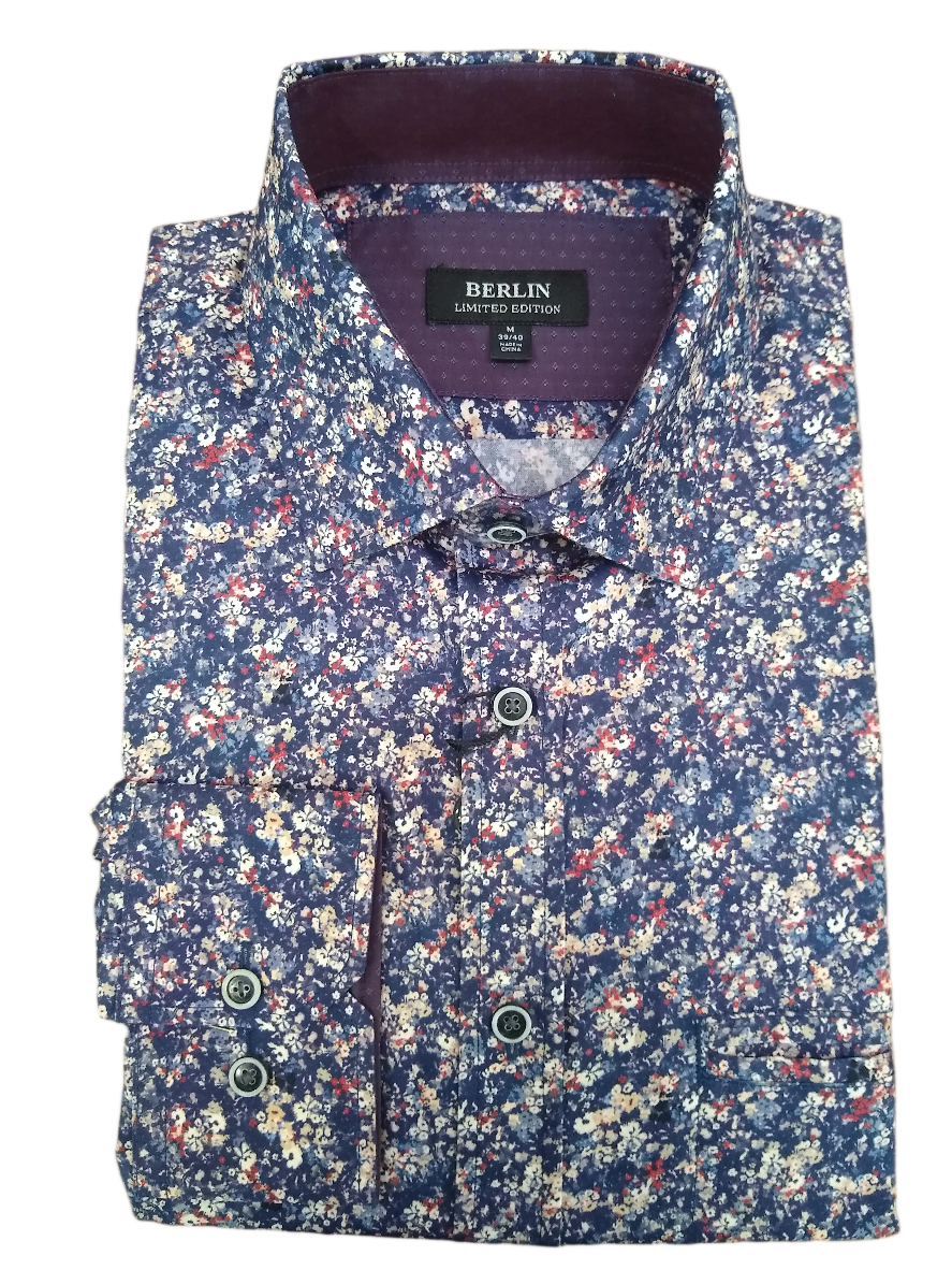 Berlin Valencia Satin Multi Long sleeve Shirt