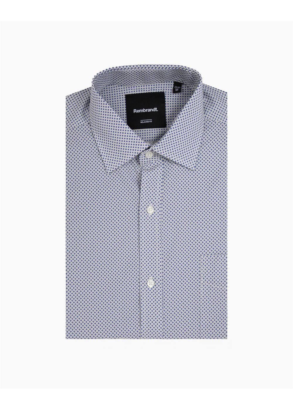 Rembrandt Sinatra Beige and Blue Microdesign Long Sleeve Shirt