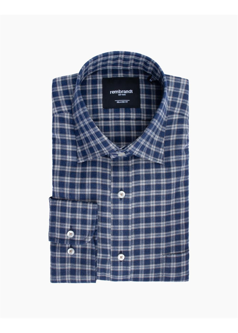 Rembrandt Ohope Blue/Grey Check Flannel Long Sleeve Shirt