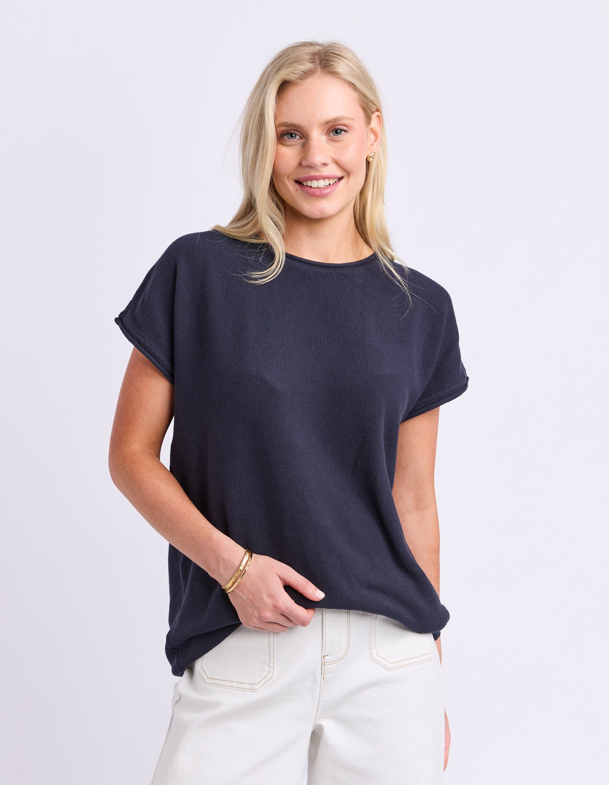 Elm Coral Dust Waffle Knit - Navy