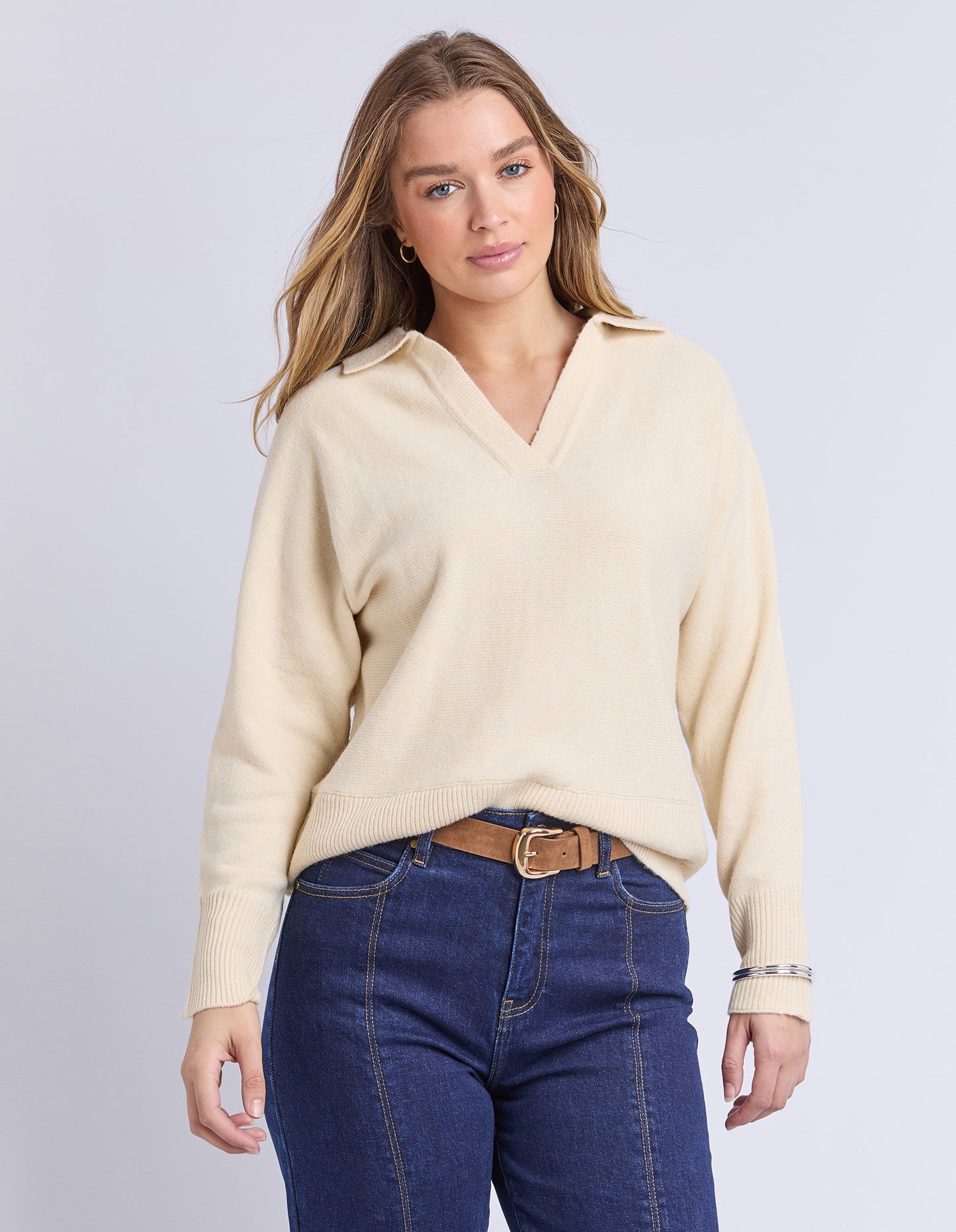 Foxwood Elea Knit Polo - Egg Shell