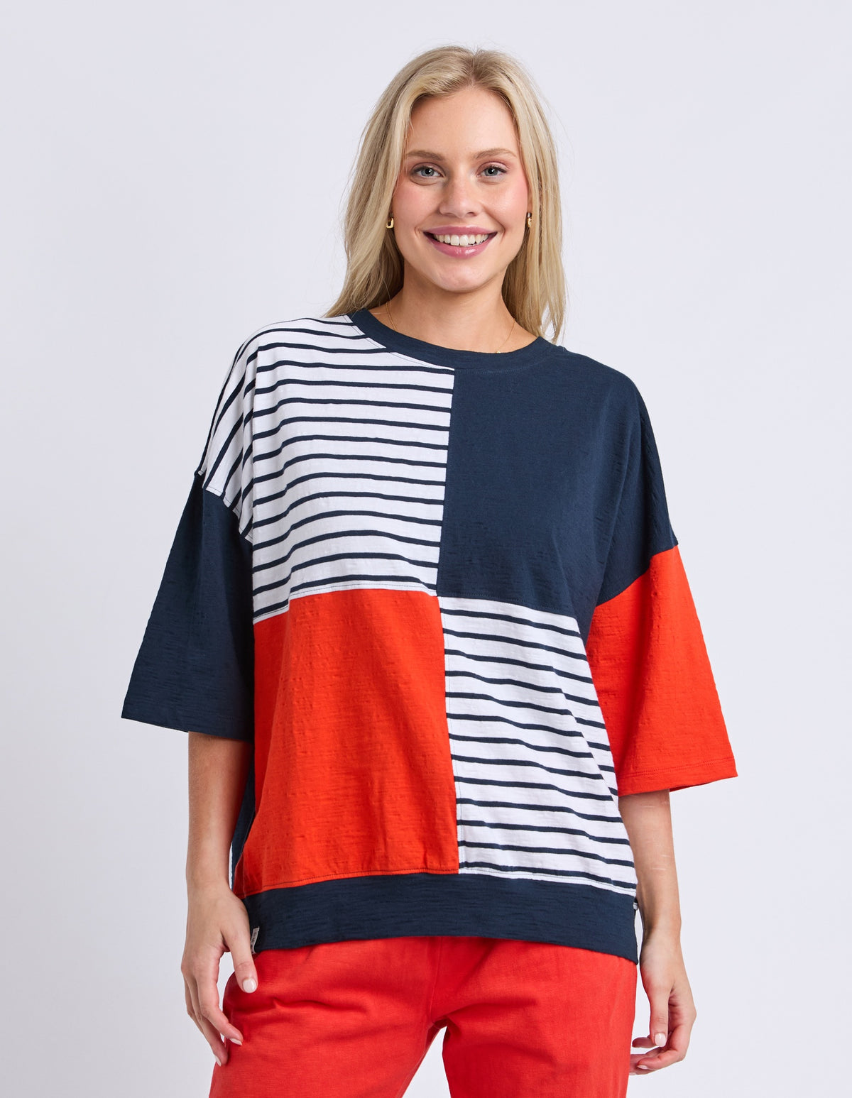 Elm Fig Sweat - Navy/Tangello/White