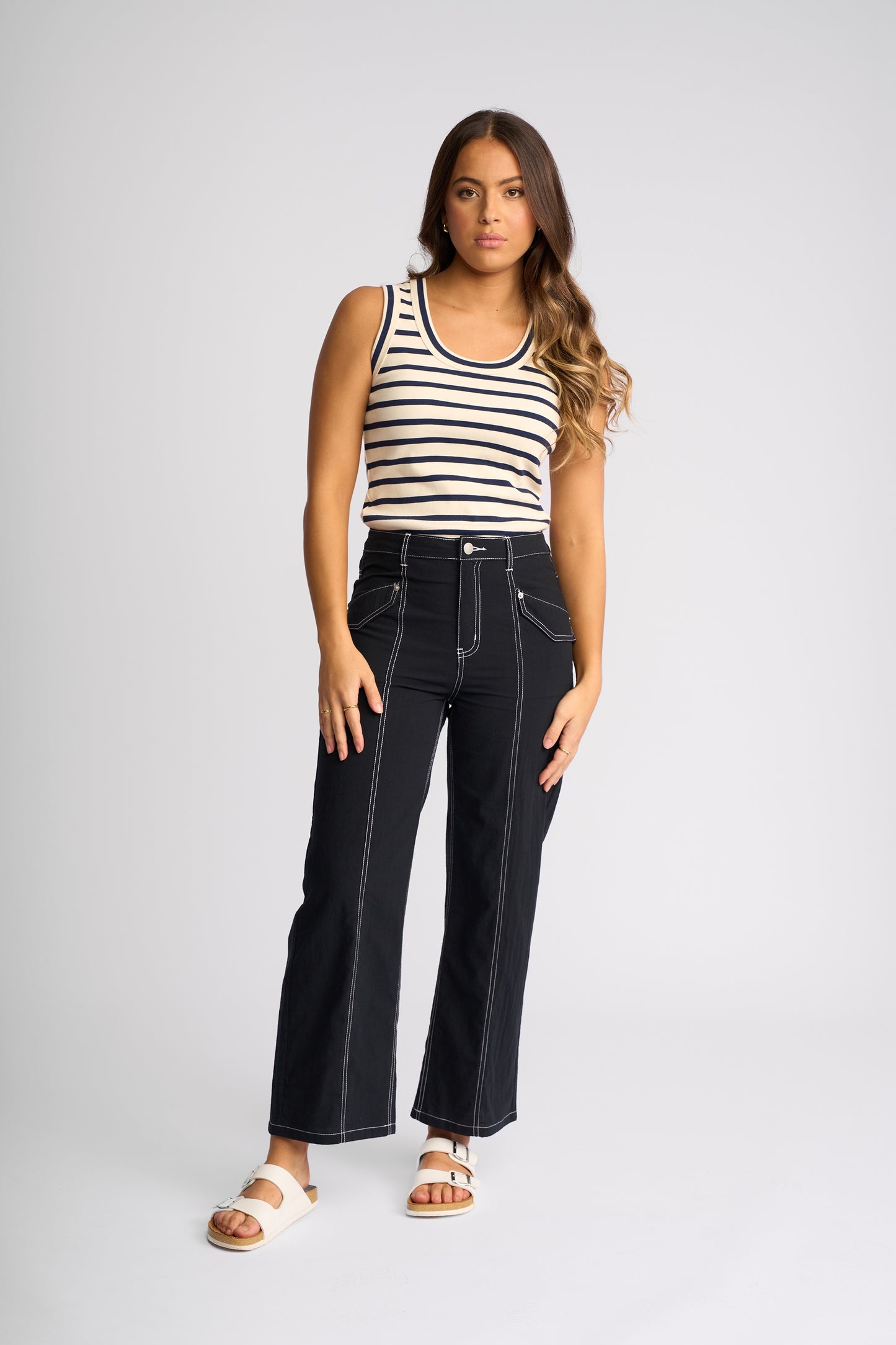 Knewe Shade Wide Leg Ankle Grazer Pant - Ink