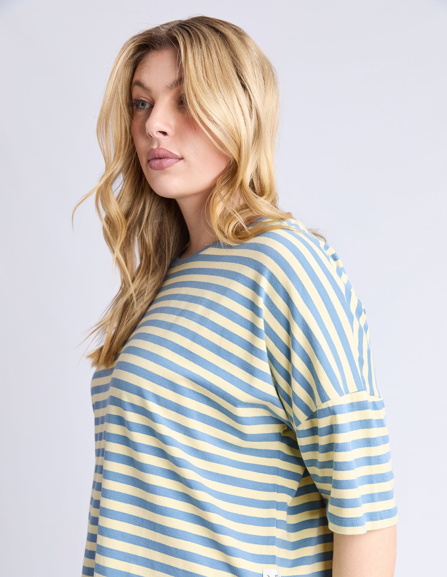 Elm Lauren Short Sleeve Stripe Tee-Blue/Yellow