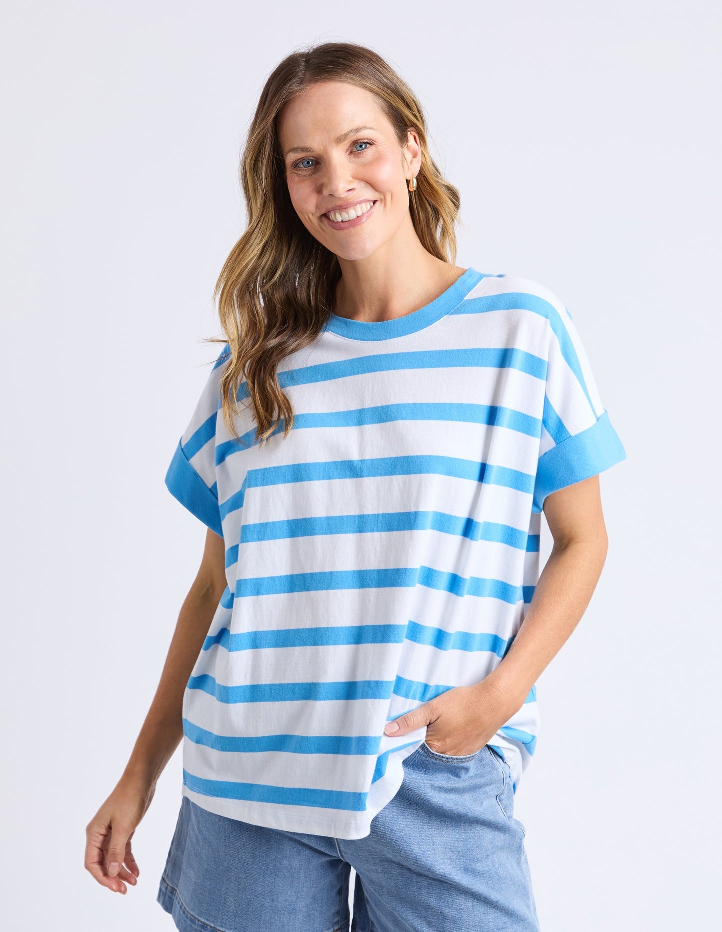 Elm Maddison Tee-Blue White Stripe