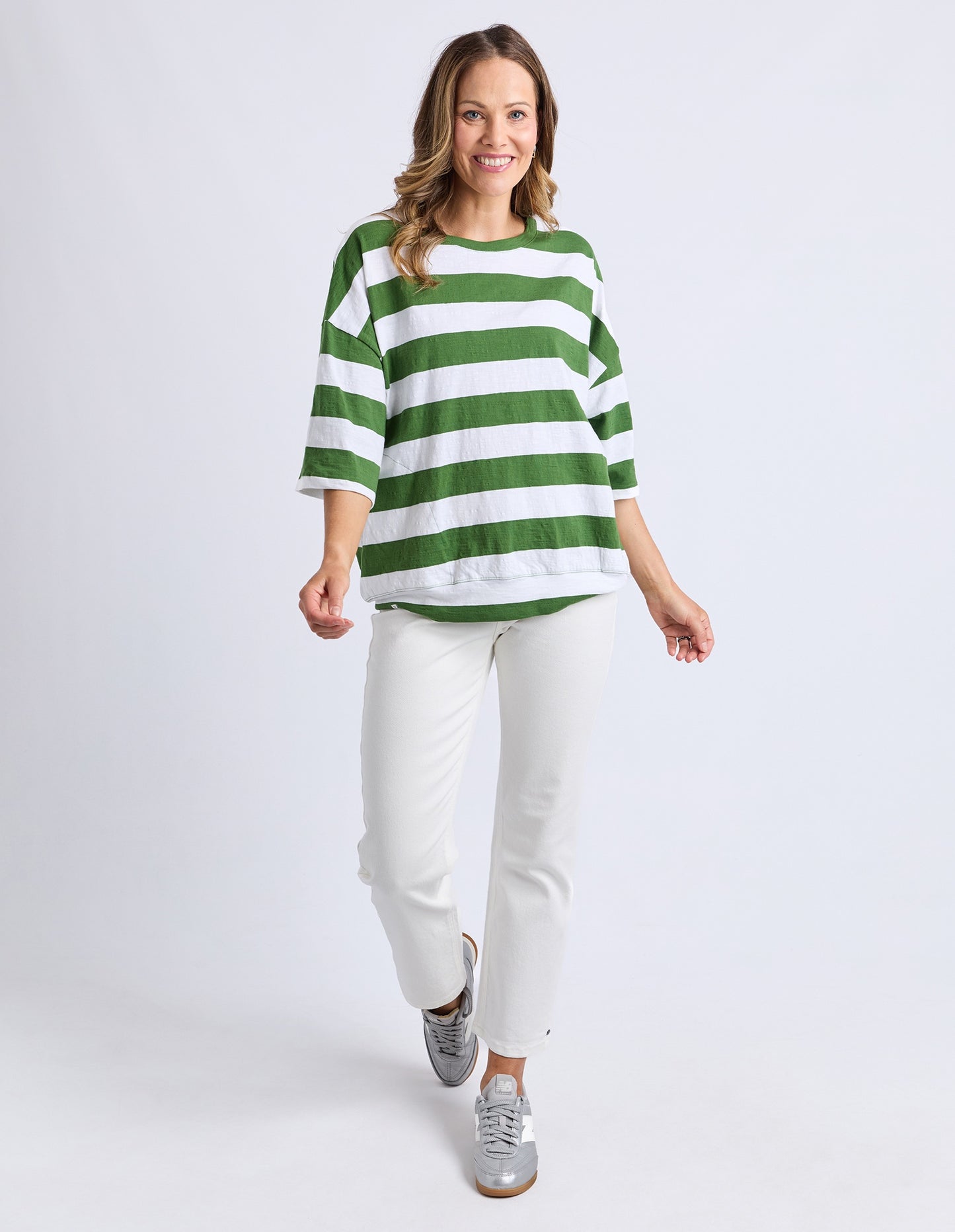 Elm Mazie Sweat - Cedar/Marshmello Stripe