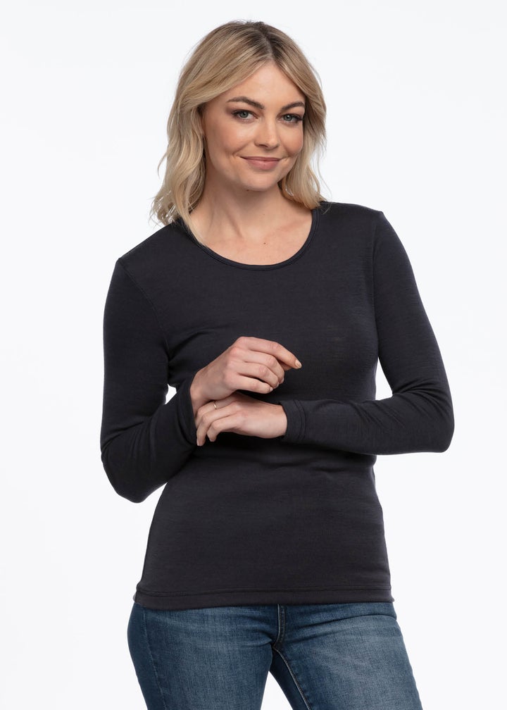 Bay Road Merino Plain Mid Sized Crew Neck Top
